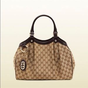 Gucci Sukey Medium GG Canvas & Black Leather Tote
